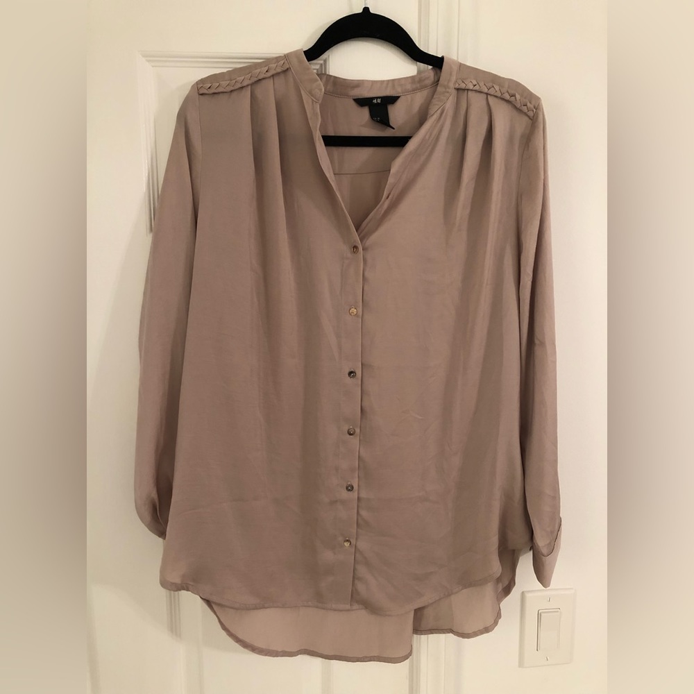 H&M Long Sleeve Silk-Like Blouse Top